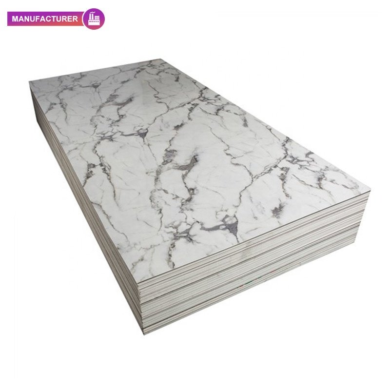New arrival spc wall panel for interior decoration pvc marble sheet black with gold line uv board