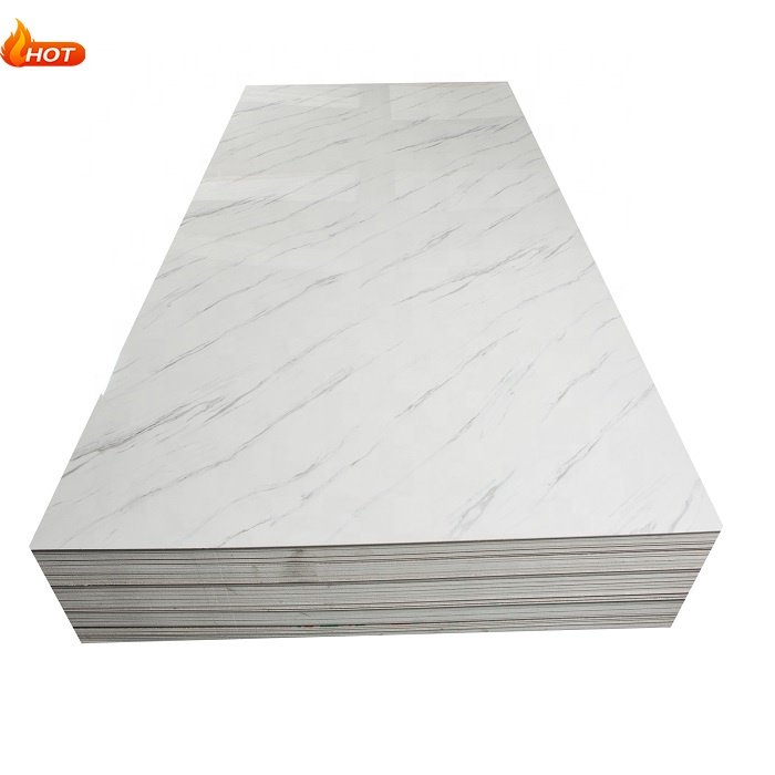 New arrival spc wall panel for interior decoration pvc marble sheet black with gold line uv board