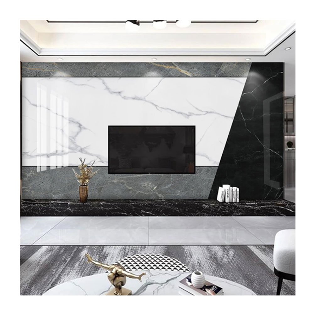 JINXING UV Best Selling Wall Panel High Glossy Laminate 3D Wall Decor PVC Plates Faux Wall Board For Home Decoration 1220*2440