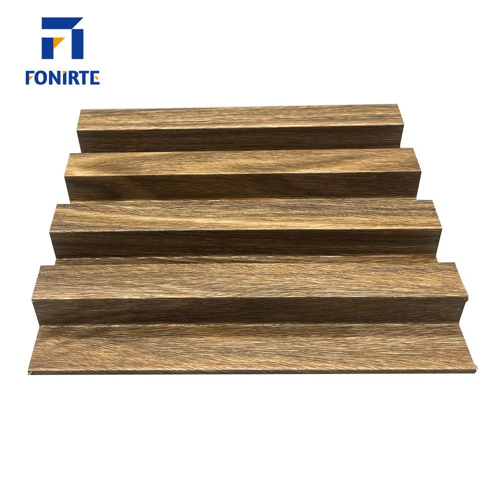 Wood Plastic Fluted Laminated Decoration Timber Cladding Wpc Interior Indoor Hollow Waterproof Wpc Wall Panel LED Light