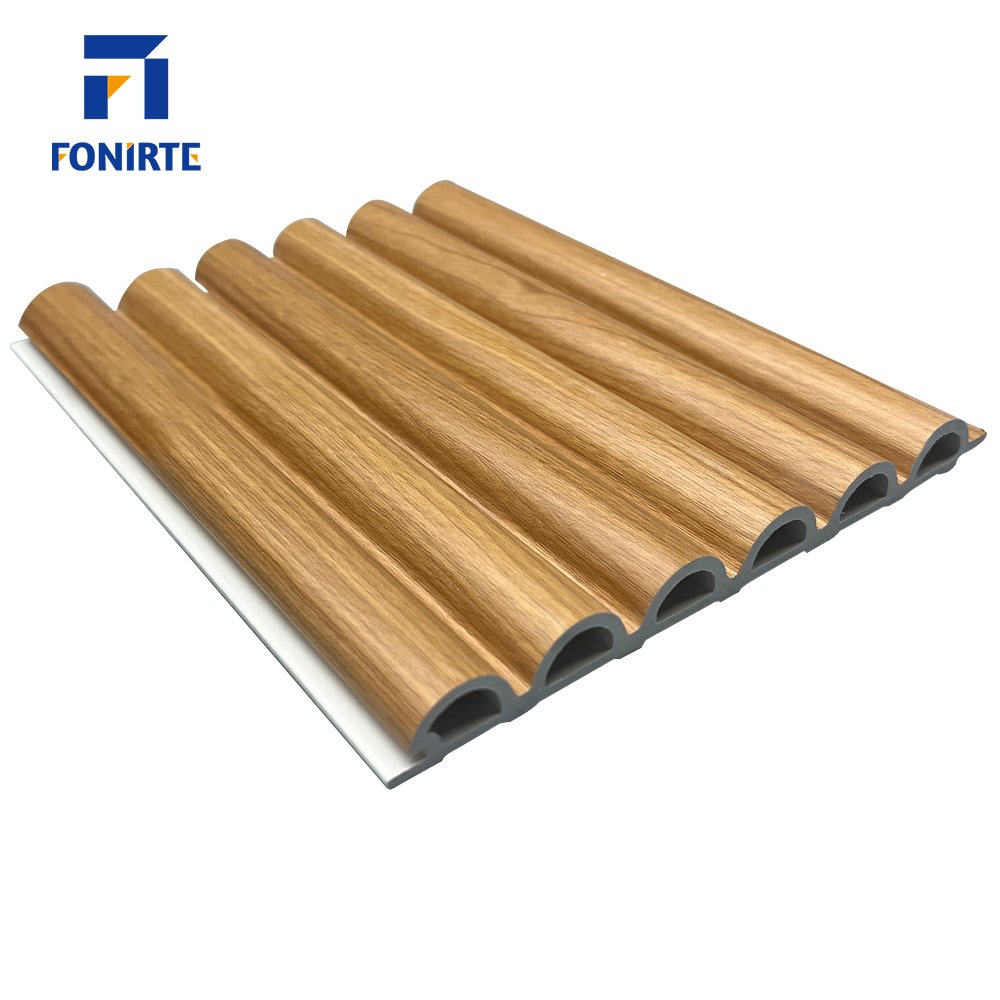 Wood Plastic Fluted Laminated Decoration Timber Cladding Wpc Interior Indoor Hollow Waterproof Wpc Wall Panel LED Light