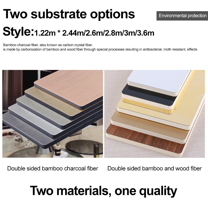 Factory Custom PVC Wall Decor Panel Waterproof Metal Bamboo Charcoal Wood Veneer Wall Panel