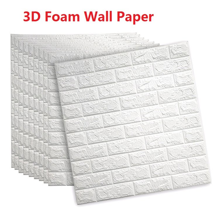 White brick pattern 3D foam PE wall paper with bedroom decorative board wallpaper for bedroom wall