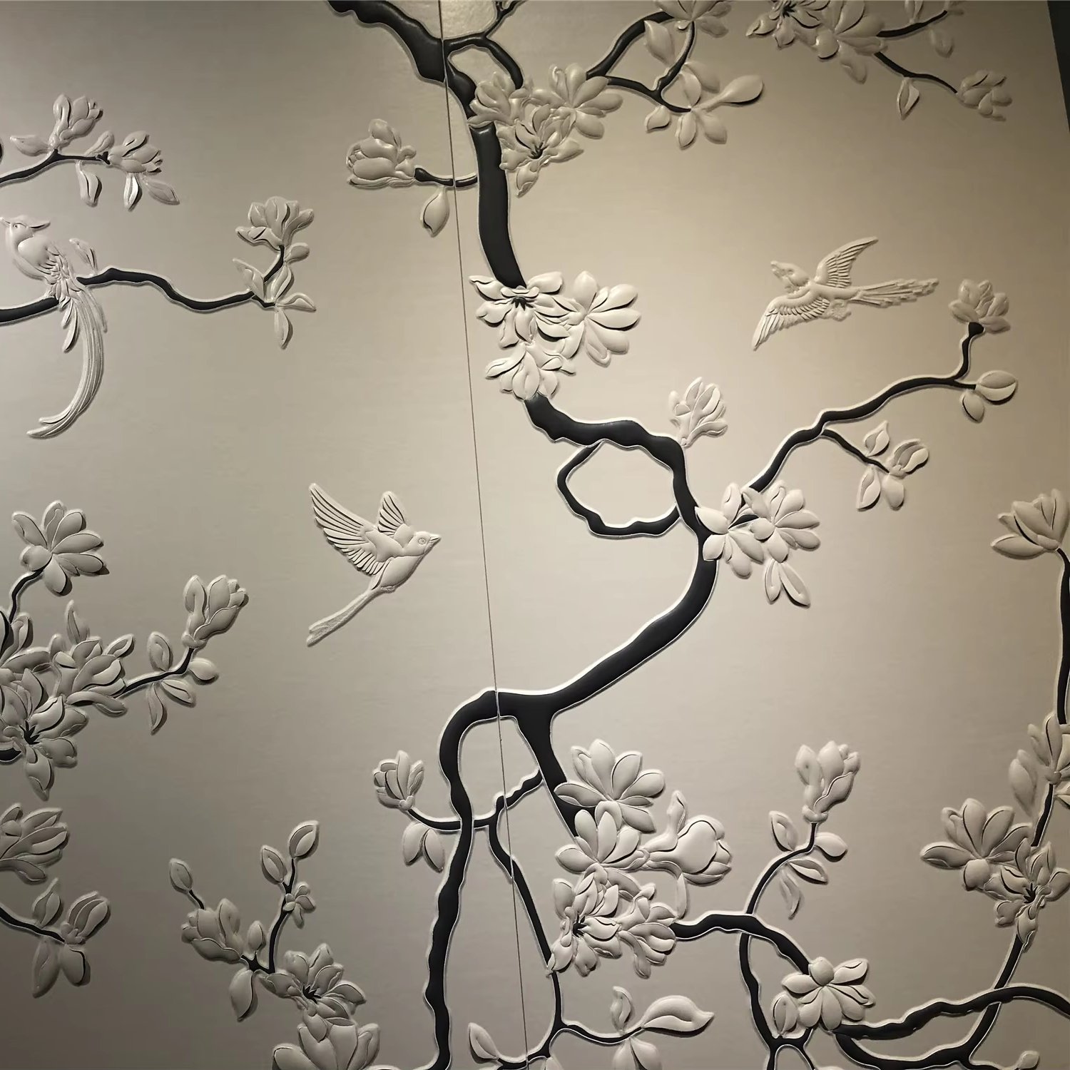 Custom 3D Carving Process Background Wall Panel Modern Design Style Embroidery Board for Living Room Made of Leather Villas