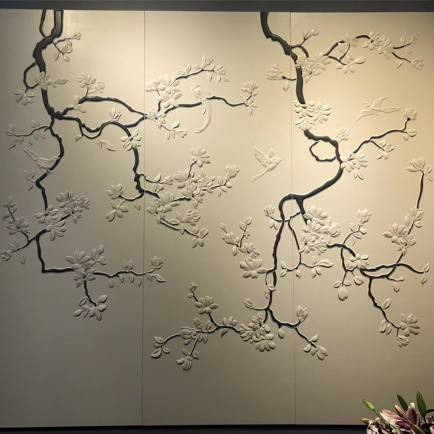 Custom 3D Carving Process Background Wall Panel Modern Design Style Embroidery Board for Living Room Made of Leather Villas