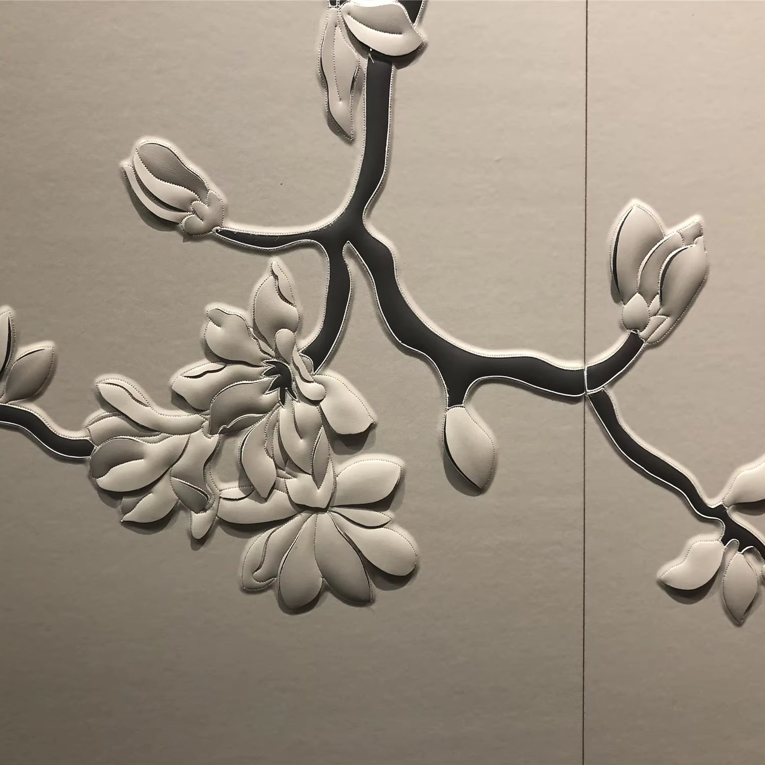 Custom 3D Carving Process Background Wall Panel Modern Design Style Embroidery Board for Living Room Made of Leather Villas