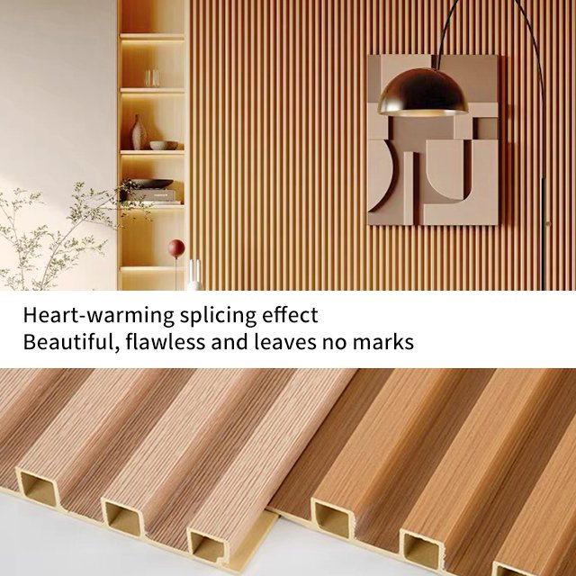 popular decoration hollow wpc slats wall 3D wood plastic composite panel for hotel