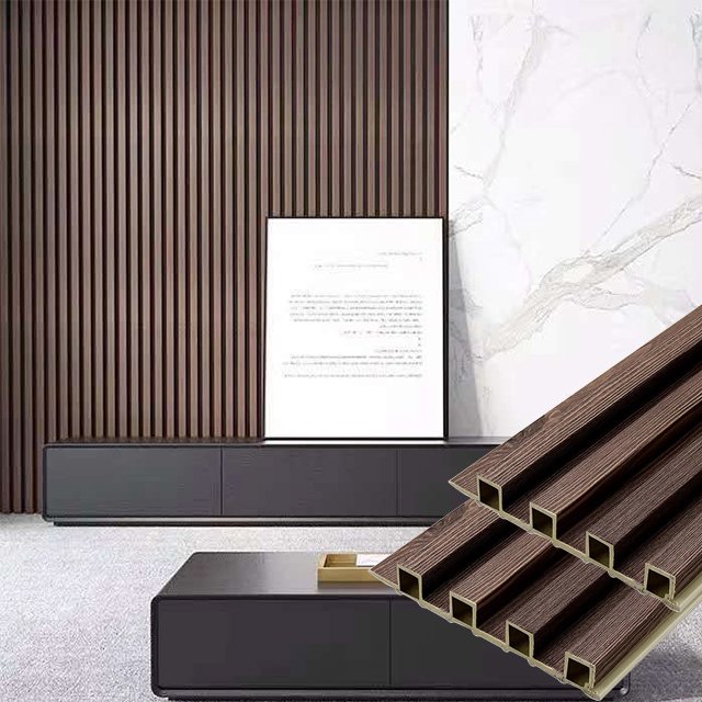 popular decoration hollow wpc slats wall 3D wood plastic composite panel for hotel