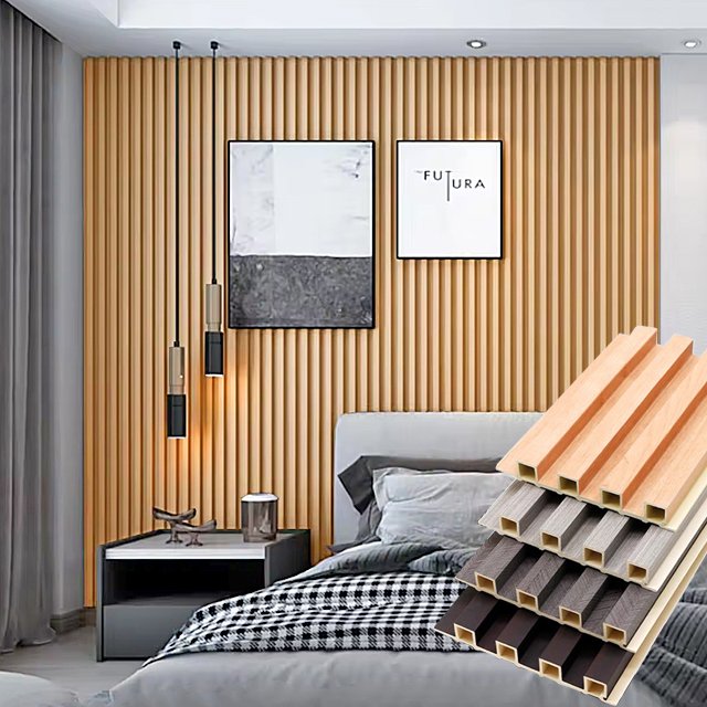 popular decoration hollow wpc slats wall 3D wood plastic composite panel for hotel