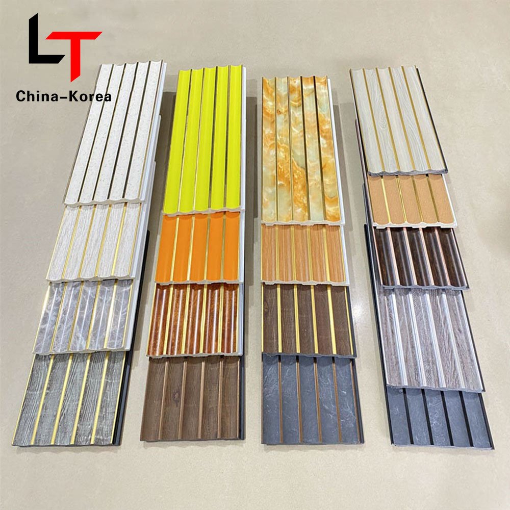 LT Wholesale PS 3D WPC Seamless fluted wall panels Grooved Oak Covering back Board For Living Room