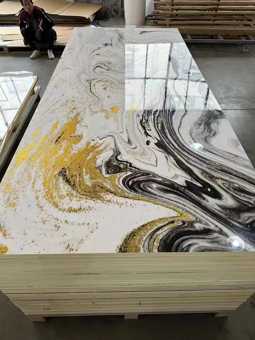 Interior home decorative high glossy waterproof pvc marble uv sheets board