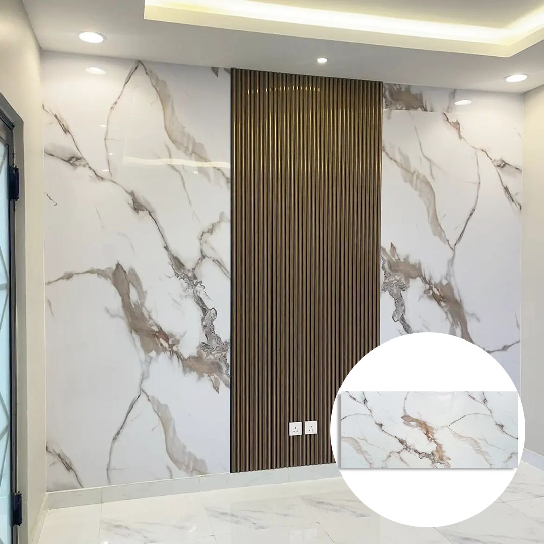High Quality New Decorative Marble Alternative PVC UV Marble Sheet 1220*2440 Coating Wall Panel marble pvc board
