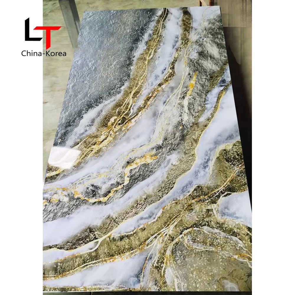 LT Luxury Bright 3D UV Wall Panel High Glossy PVC Wall Decor Wall Replacement Board For Living Room