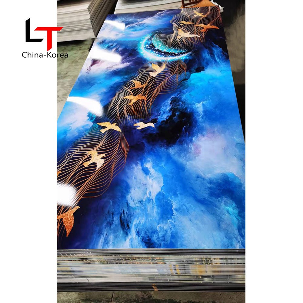 LT Luxury Bright 3D UV Wall Panel High Glossy PVC Wall Decor Wall Replacement Board For Living Room