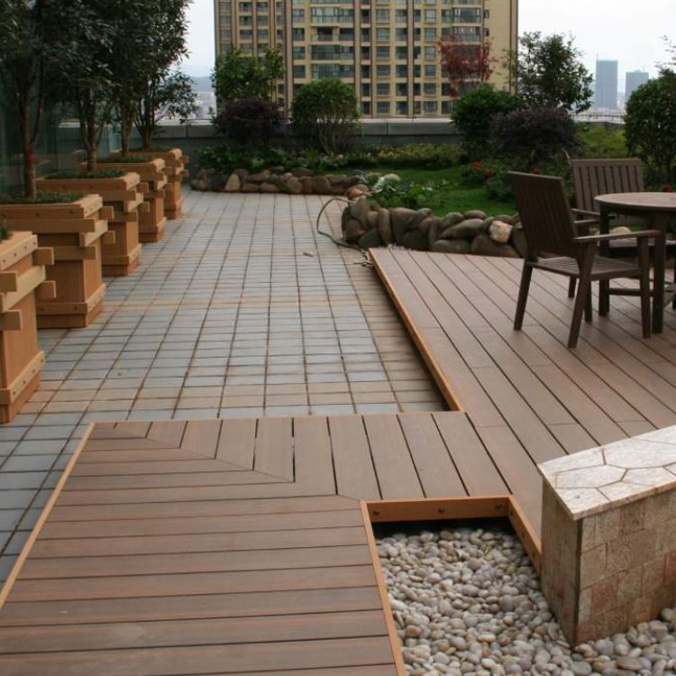ECOUPP New Design Mixed Color Decorative Runmu Wood Floor Board Wpc Floor Decking Premium Outdoor