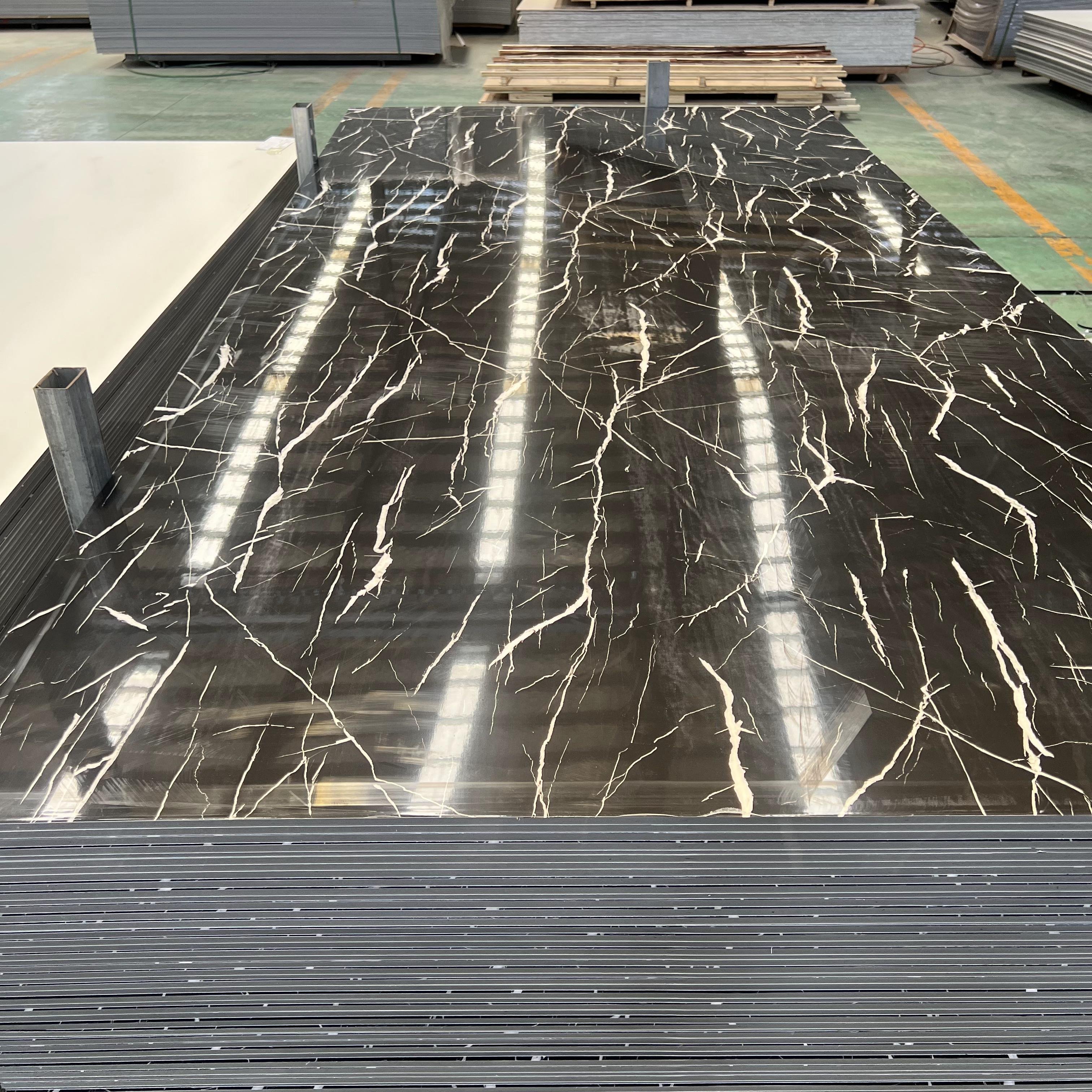 Black Marble Series Bamboo Charcoal Bamboo Fiber Board Waterproof PVC Indoor Wall Decor for Living Room 1-Year Warranty
