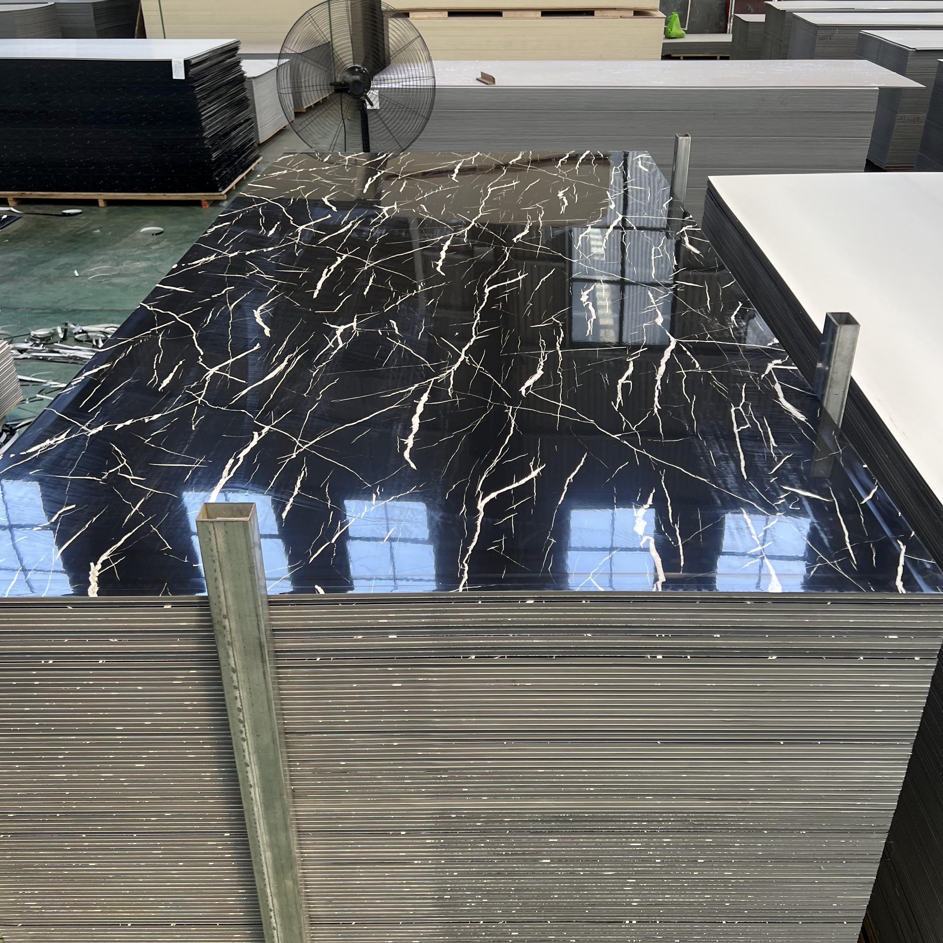 Black Marble Series Bamboo Charcoal Bamboo Fiber Board Waterproof PVC Indoor Wall Decor for Living Room 1-Year Warranty