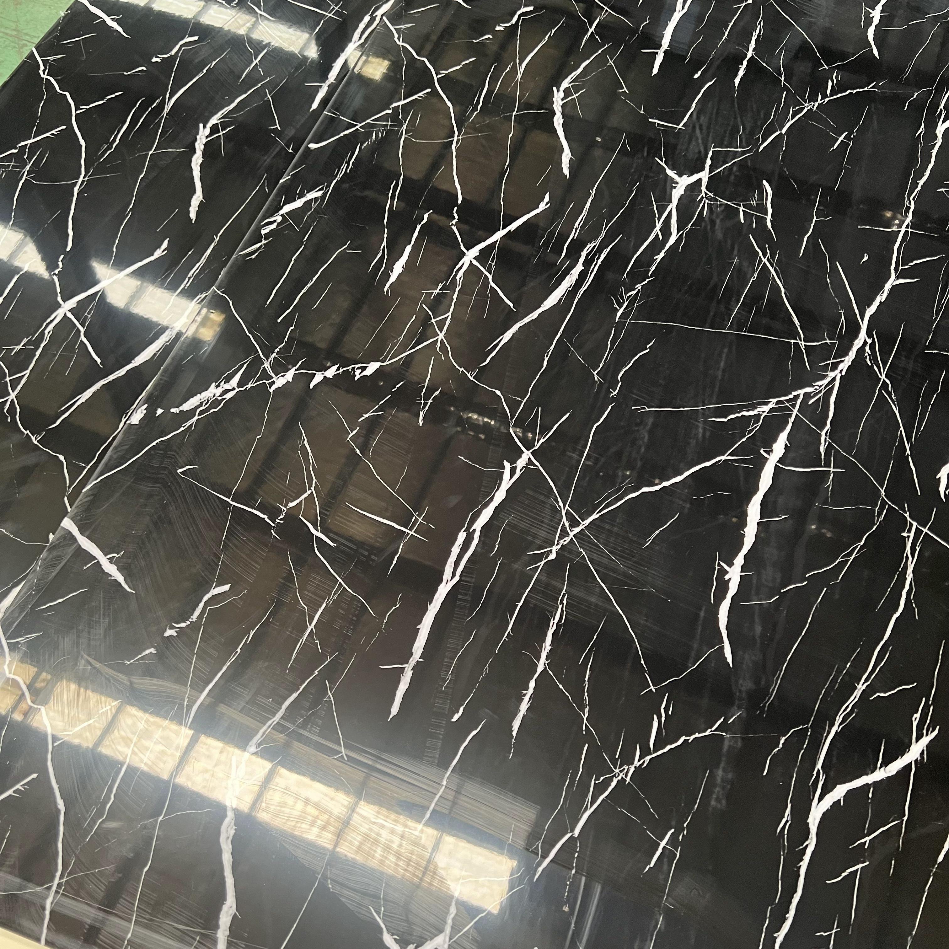 Black Marble Series Bamboo Charcoal Bamboo Fiber Board Waterproof PVC Indoor Wall Decor for Living Room 1-Year Warranty
