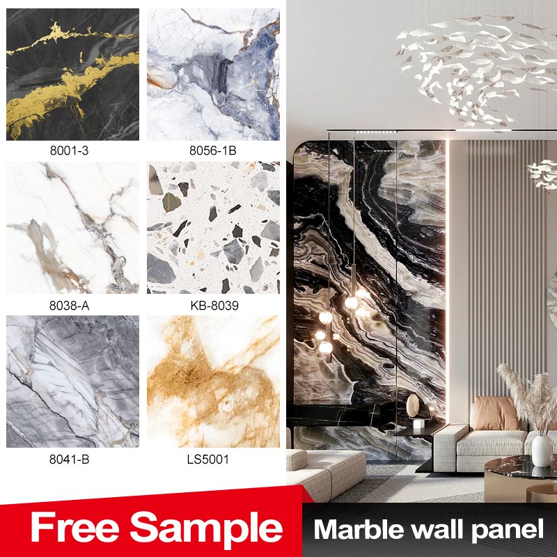 High Glossy Customized Printing Marble sheet & Slotted Seamless PET Wall Board