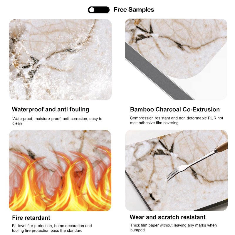 High Glossy Customized Printing Marble sheet & Slotted Seamless PET Wall Board