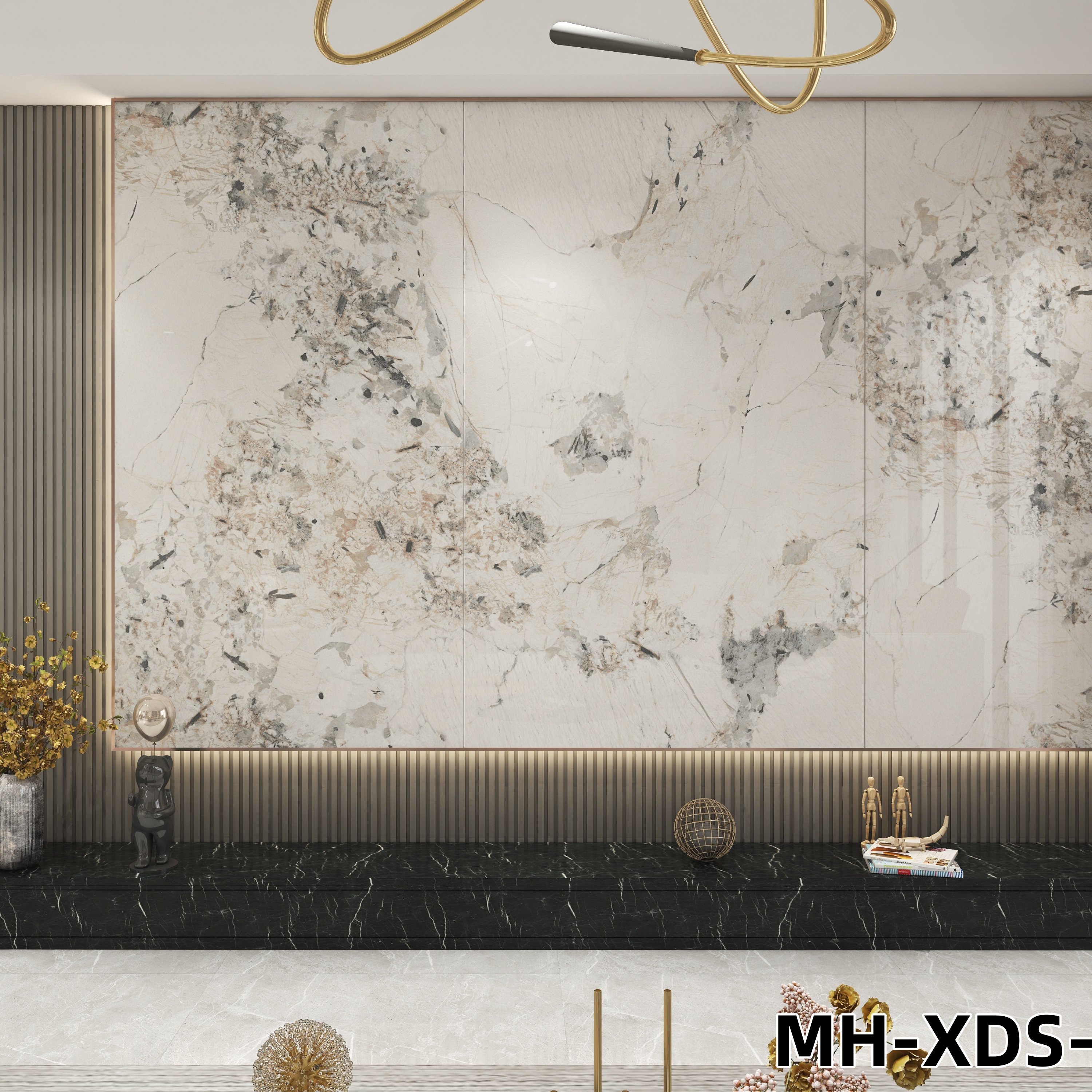 Living room modern style design WPC wall panel TV background decorated board marble grain TV backdrop