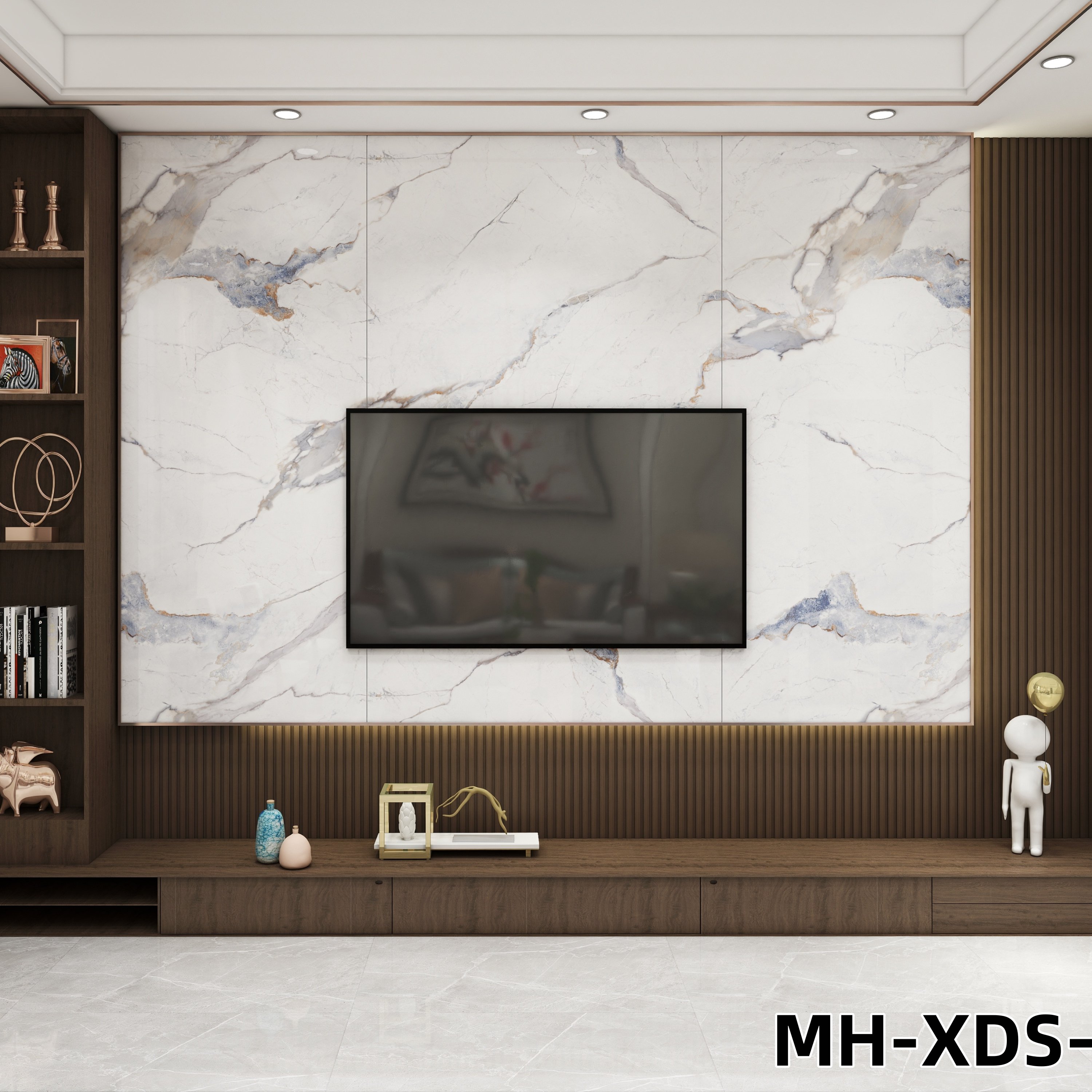 Living room modern style design WPC wall panel TV background decorated board marble grain TV backdrop