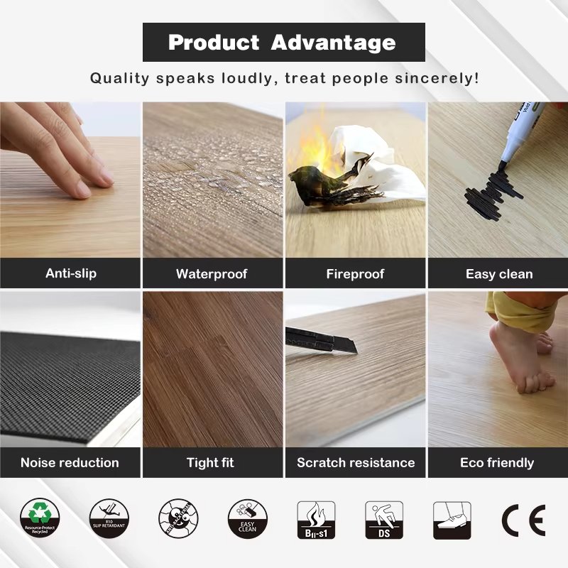 easy install piso laminado 4mm 5mm 6mm pvc spc click plank vinyl flooring wood flooring waterproof spc board