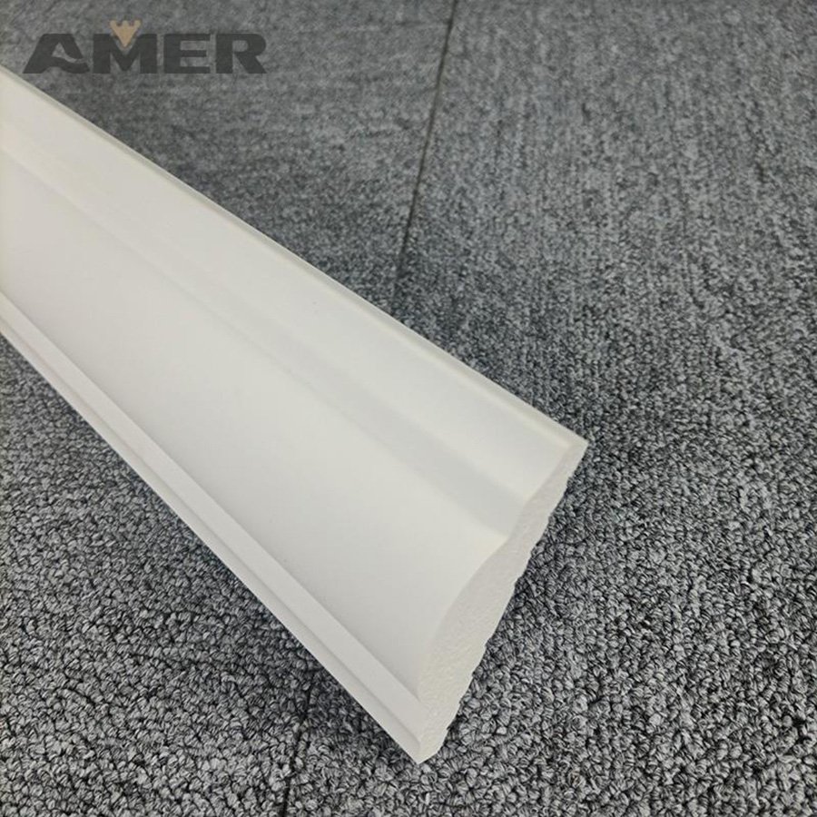 Rongke OEM factory polystyrene polymer poly plastic paintable modern large skirting board for kitchen