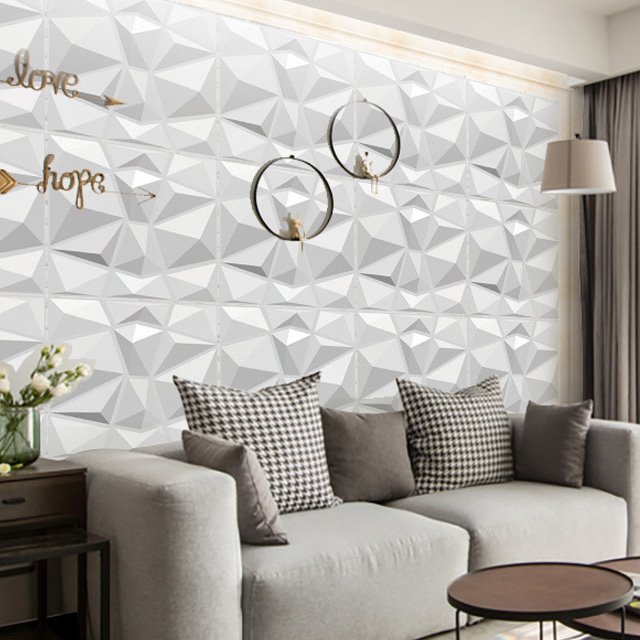 Custom Modern Good quality Diamond shape 3D PVC Panel/Sticker Interior Wall Decorative waterproof wallpaper other boards