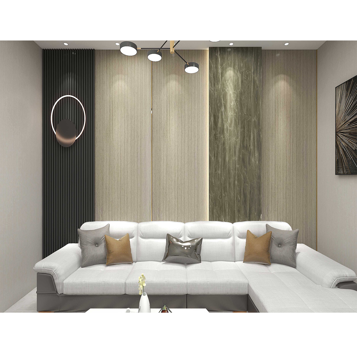 JSXH New Modern 3mm UV Marble Acrylic PVC Ceiling Panel Translucent 3D Wall Covering Board Waterproof Soundproof for Hotel Decor
