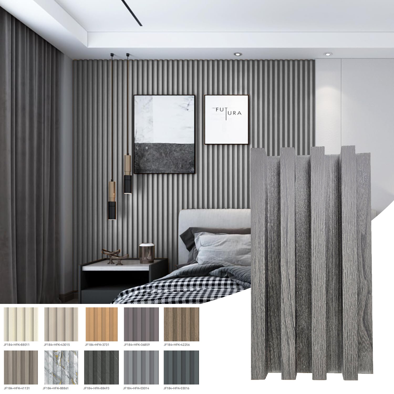 LEESANG 2024 New Indoor Decor Waterproof WPC Fluted Wall Panel PVC Wood Plastic Wall Apartment Bathroom Kitchen Fireproof