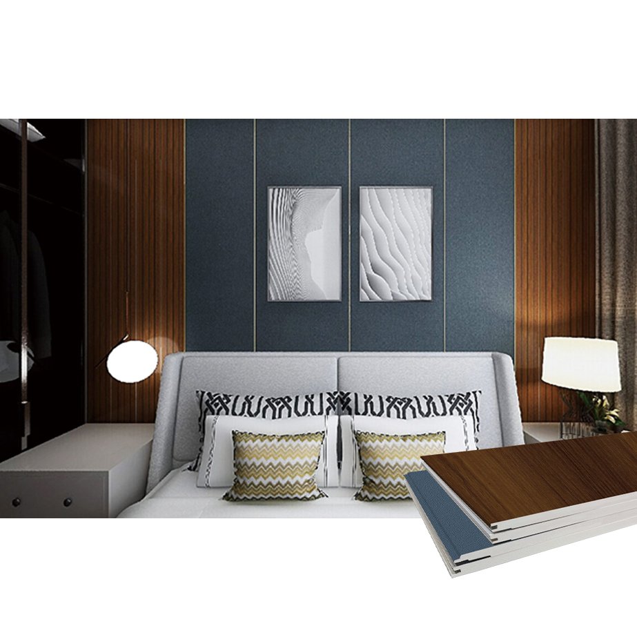 Wpc spc pvc wallboard light dark effect wood wall paneling bedroom decorative wall boards