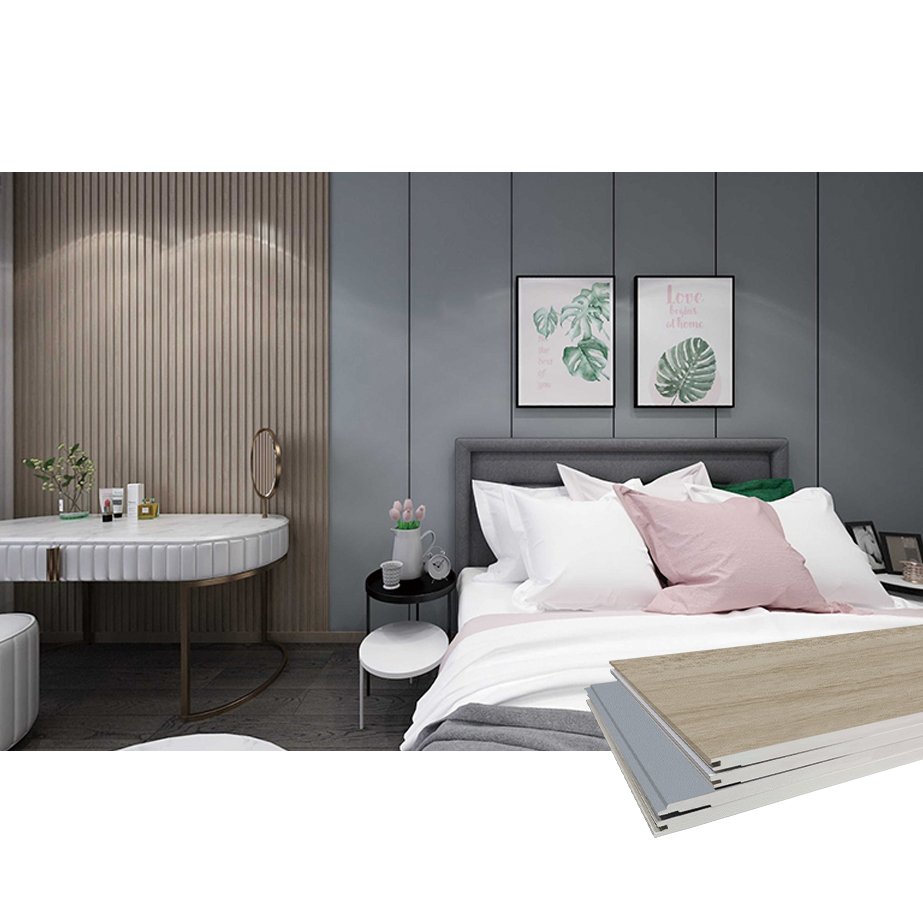 Wpc spc pvc wallboard light dark effect wood wall paneling bedroom decorative wall boards