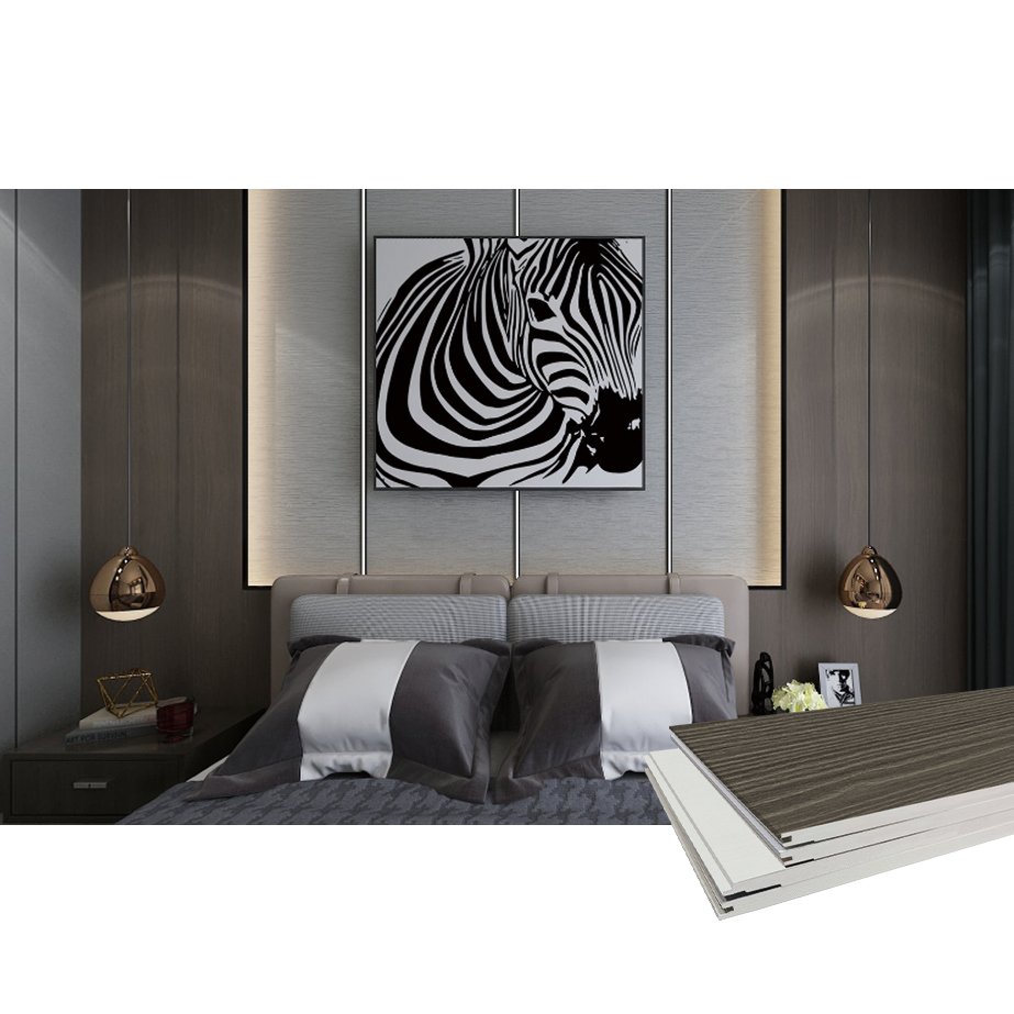 Wpc spc pvc wallboard light dark effect wood wall paneling bedroom decorative wall boards