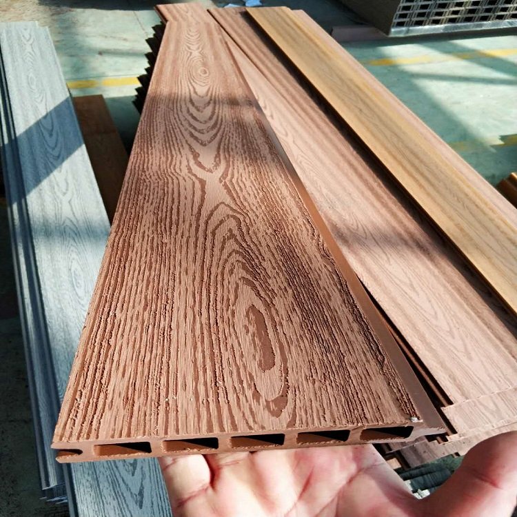 WPC hot-selling fence board water-proof anti-UV surface treatment wood grain smooth 3D embossed hollow square holes