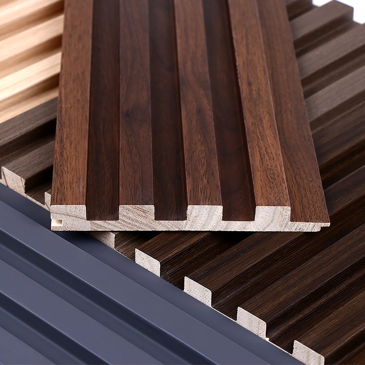 new grooved 3D wpc wall panel interior design Solid wood grating board building fluted