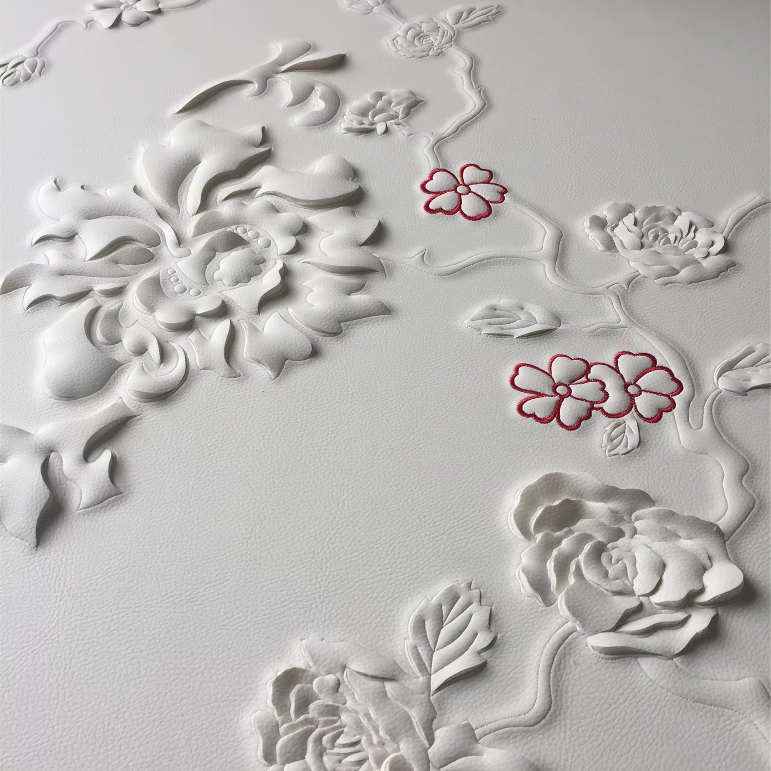 Custom 3D Carving Process Background Wall Panel Modern Design Style Embroidery Board for Living Room Made of Leather Villas