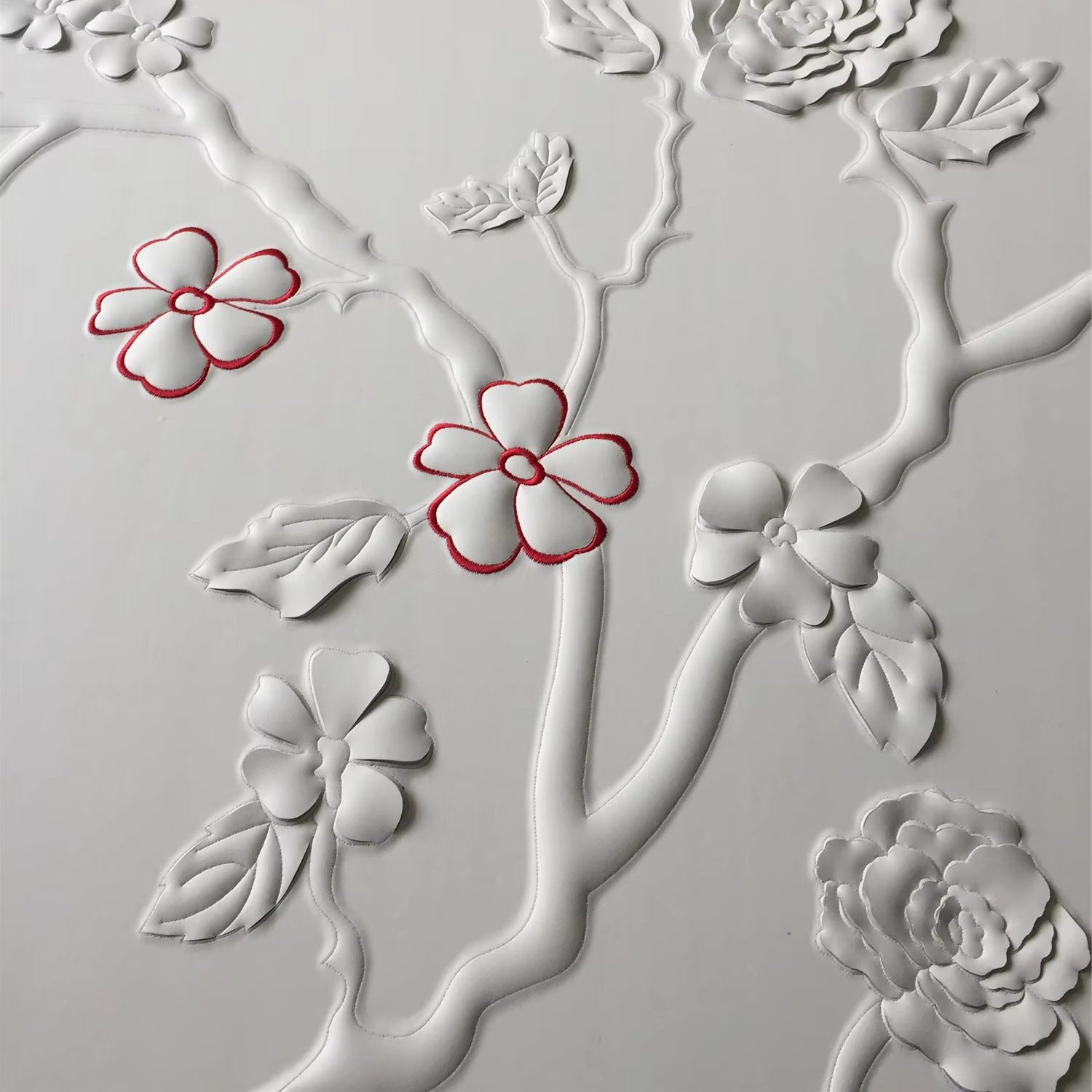 Custom 3D Carving Process Background Wall Panel Modern Design Style Embroidery Board for Living Room Made of Leather Villas
