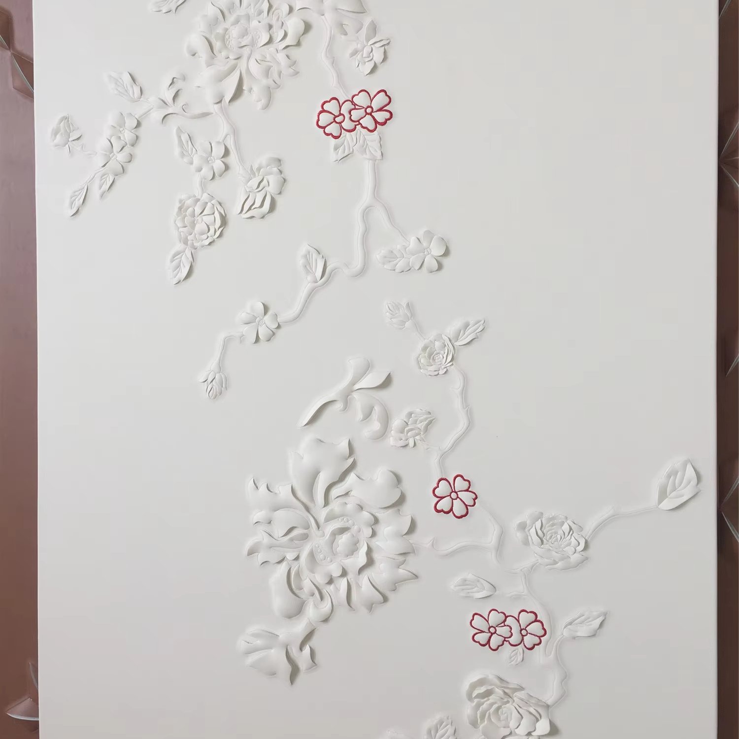 Custom 3D Carving Process Background Wall Panel Modern Design Style Embroidery Board for Living Room Made of Leather Villas