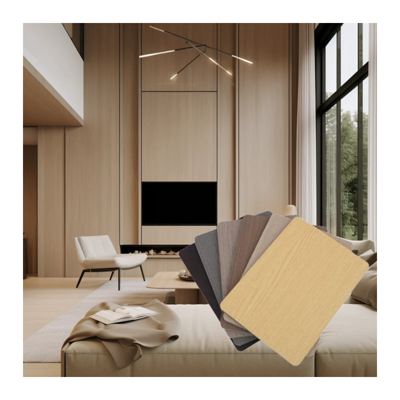 Bamboo charcoal fiber flat wall panel Wpc wood veneer wall panel PVC Foam Board