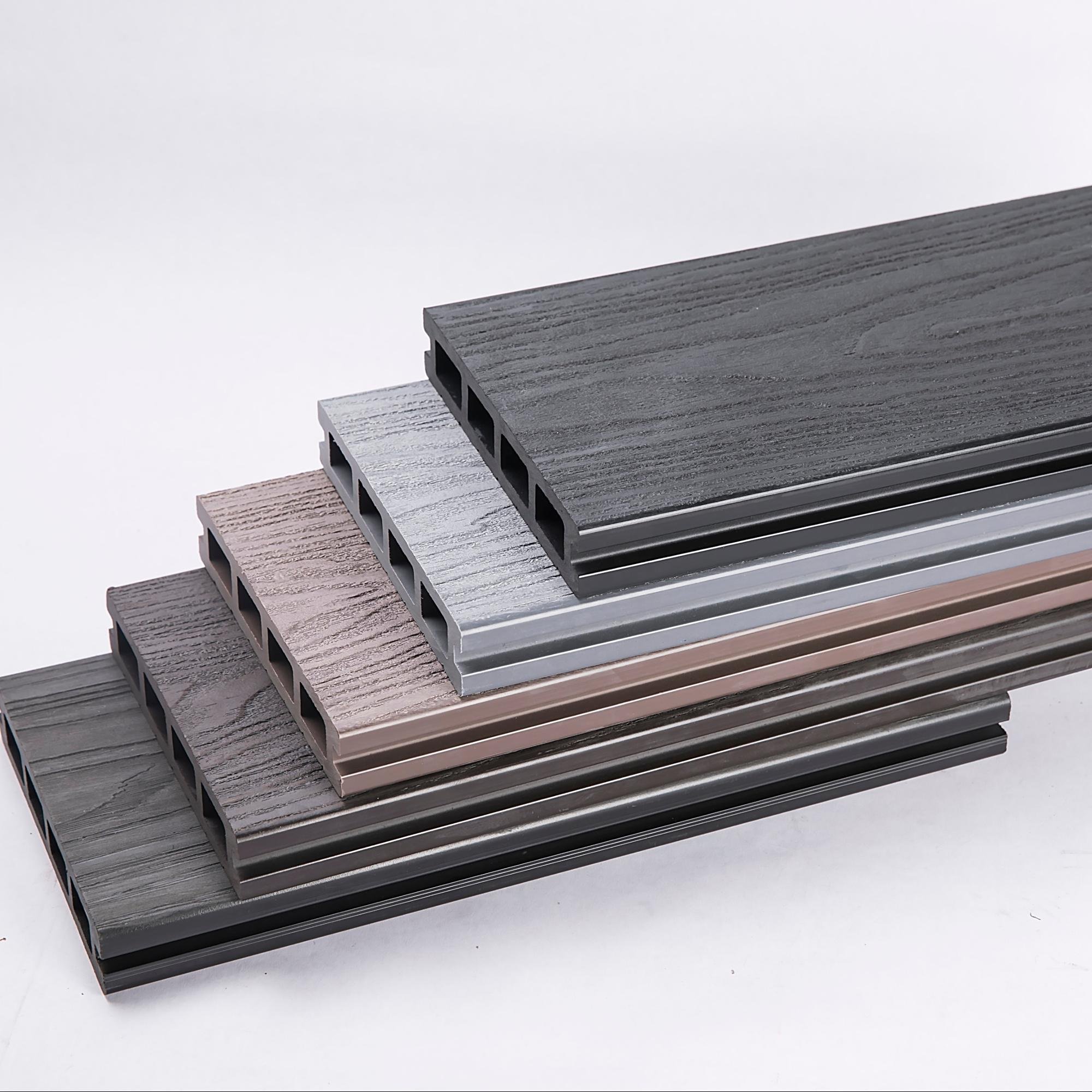 Customized double color wpc co-extrusion capped waterproof pool garden outdoor exterior composite wood plastic deck floor board