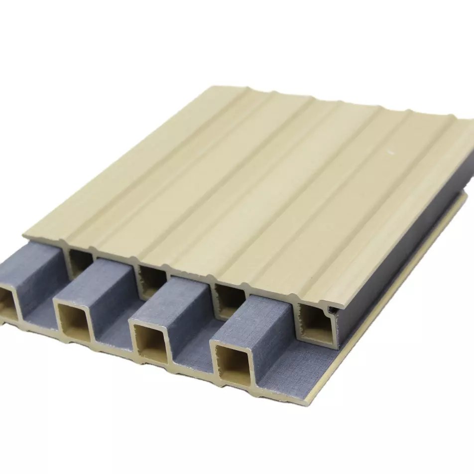 3D PVC WPC Wall Panel Boards Wooden Grain Fluted Panel For Decoration