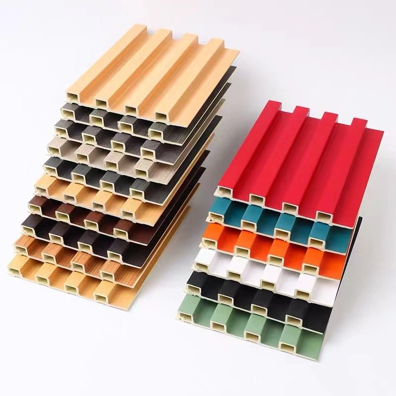 Home Decor Waterproof Acoustic 3D Decor Plastic PVC WPC Fluted Wood Veneer Wall Panel For Background Walls