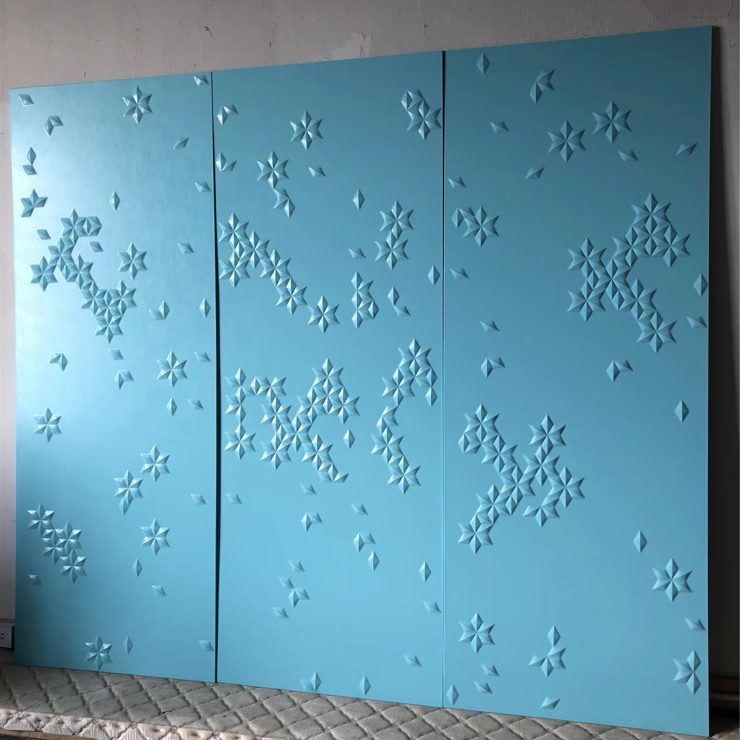 Custom 3D Carving Process Modern Design Style Background Wall Panel Rhombus Embroidery Board for Living Room Made Leather Villas