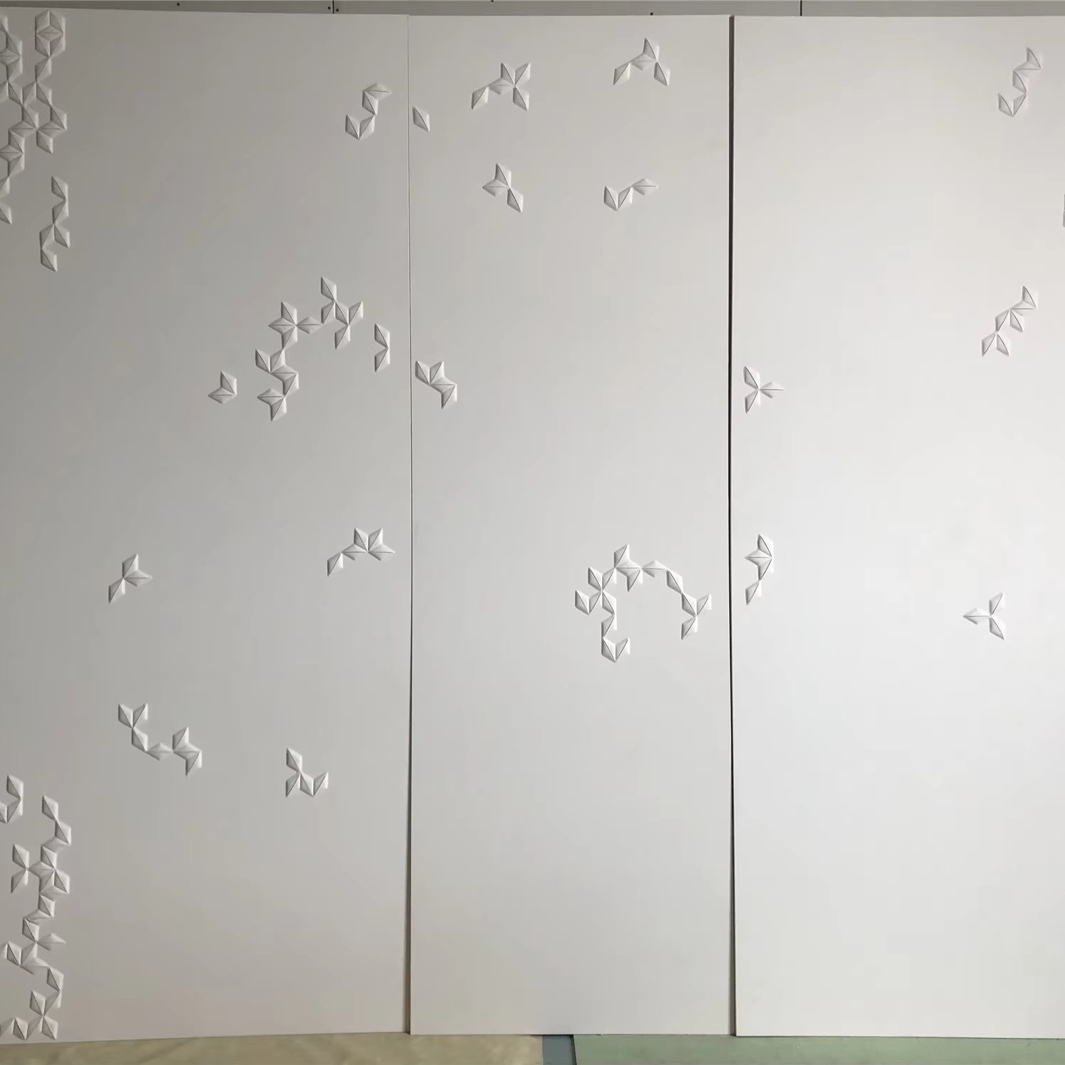 Custom 3D Carving Process Modern Design Style Background Wall Panel Rhombus Embroidery Board for Living Room Made Leather Villas