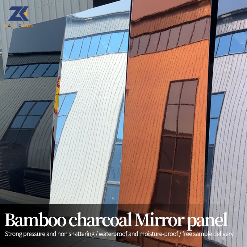 Decorative Backdropw Waterproof And Moisture Resistant Mirror Wood Veneer wall panel indoor
