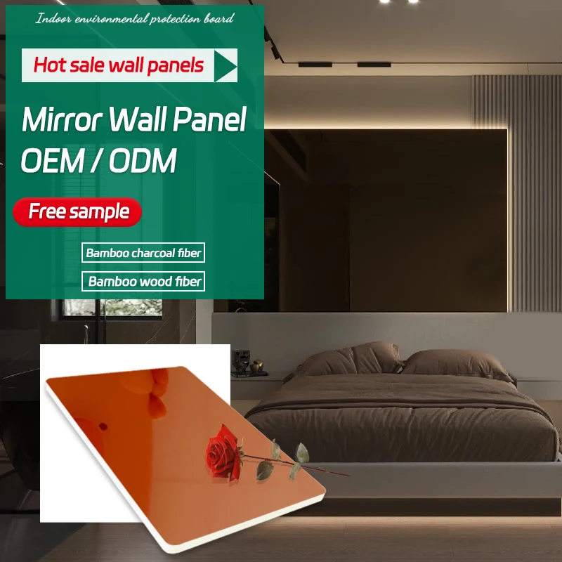 Decorative Backdropw Waterproof And Moisture Resistant Mirror Wood Veneer wall panel indoor