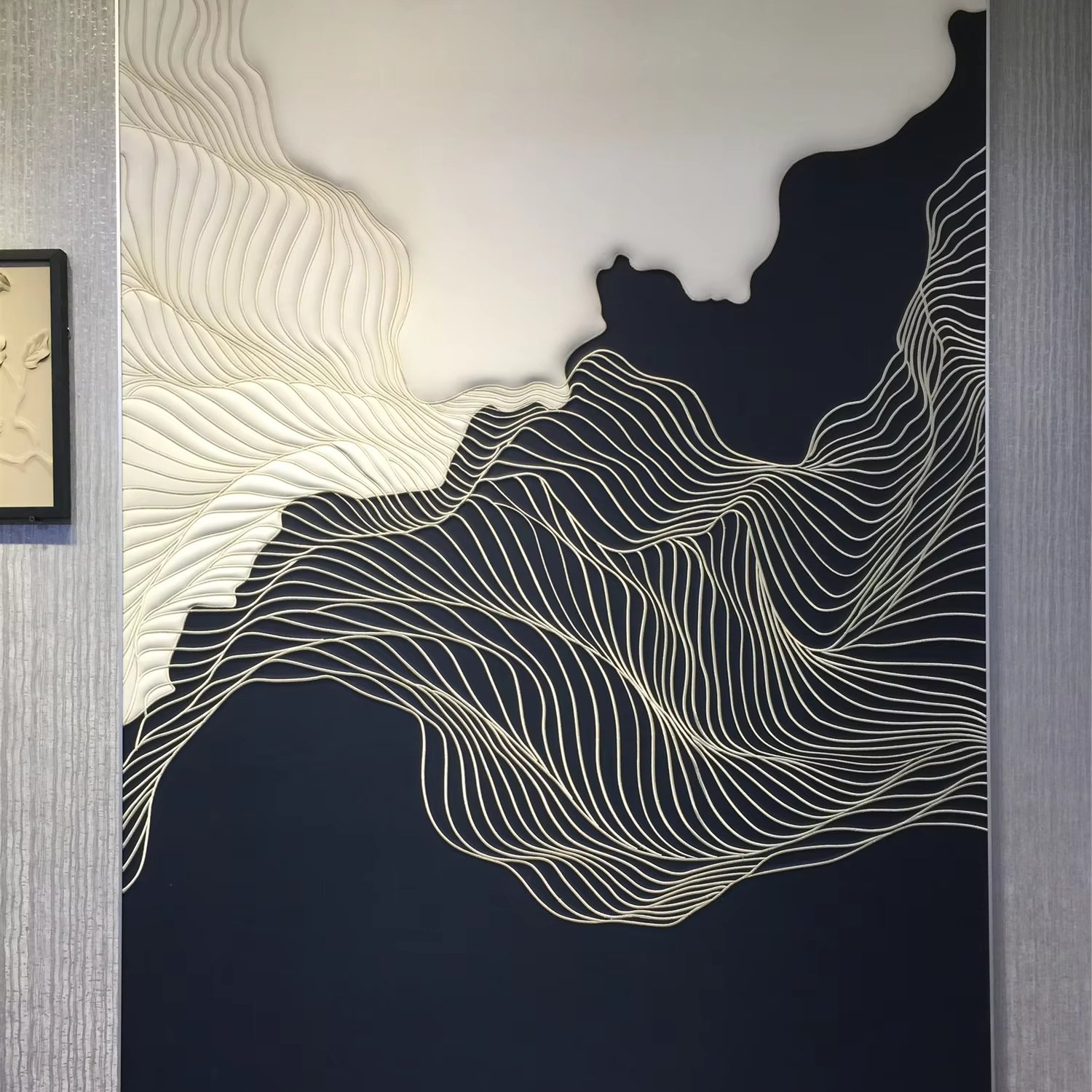 Custom 3D Carving Process Background Wall Panel Modern Design Style Embroidery Board for Living Room Made of Leather Villas