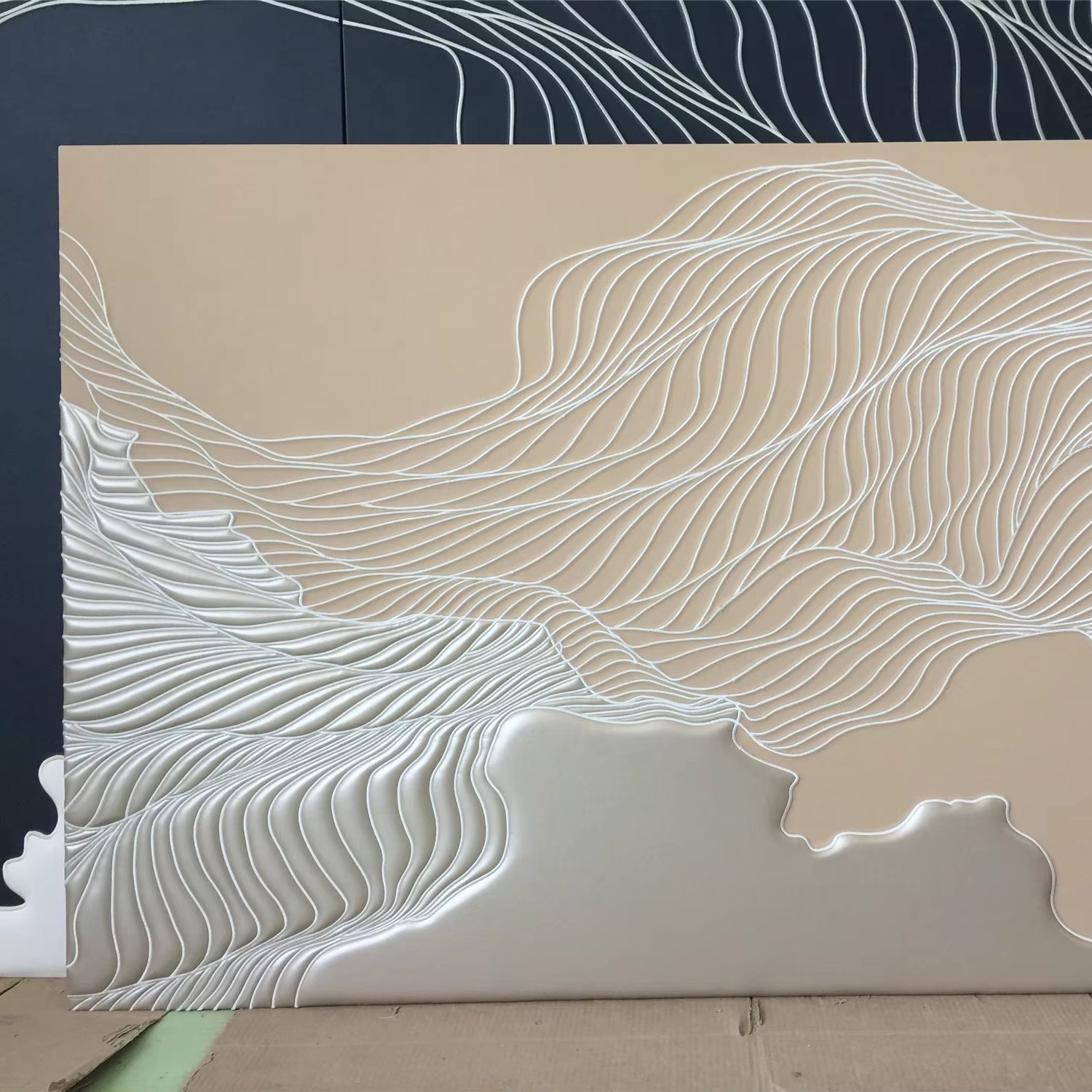 Custom 3D Carving Process Background Wall Panel Modern Design Style Embroidery Board for Living Room Made of Leather Villas