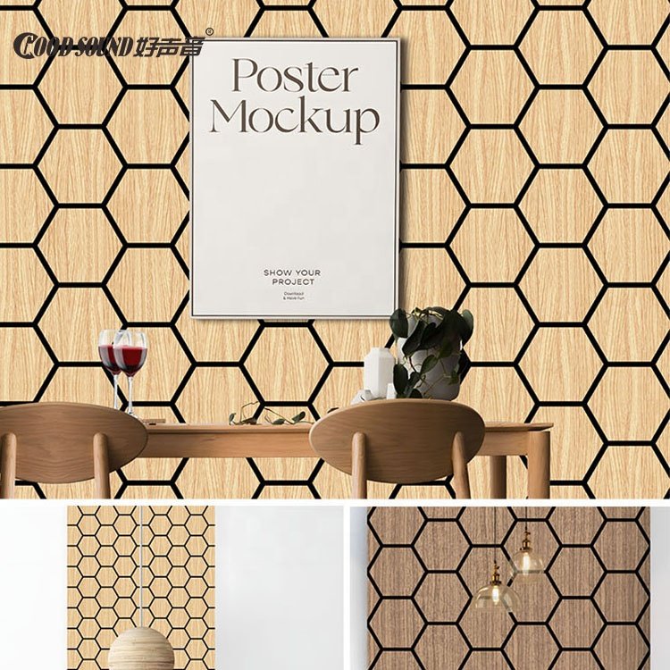 Goodsound Hexagon Wood Decoration Boards Pannello Acoustic Wall Soundproof Akupanel for Music Studio